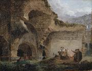 Hubert Robert Washerwomen in the Ruins of the Colosseum oil painting reproduction